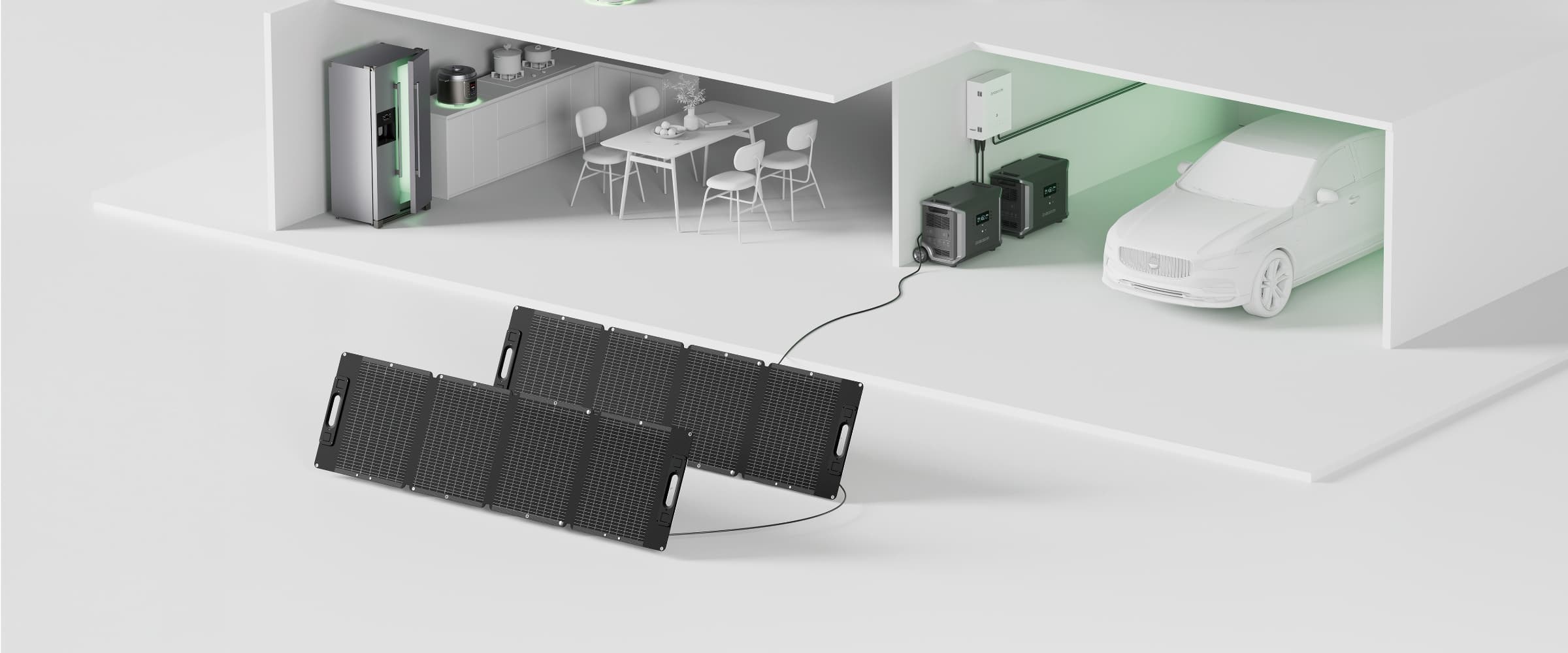 dabbsson Solar panels Select a solar generator with the right capacity and features, mount it on a roof or open yard angled for optimal sunlight.